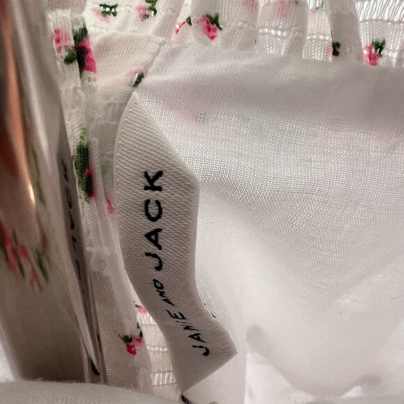 Janie and Jack White & Pink Mini Floral Puff Sleeve Blouse - NWT - Picture 3 of 8